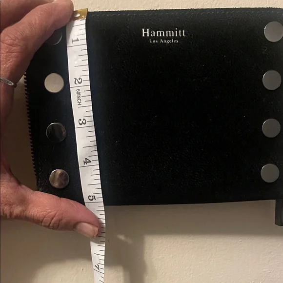 Hammitt Black  Pebbled Leather Stud Zip Wallet - Picture 5 of 6